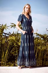 LTS Tall Women's Navy Blue Floral Embroidered Maxi Dress | Long Tall Sally 1
