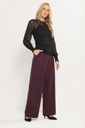 LTS Tall Black Burnout Spot Mesh Blouse | Long Tall Sally 2