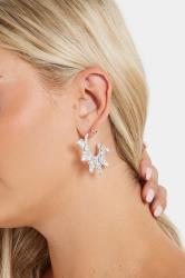 Silver Tone Diamante Snowflake Novelty Earrings | Yours Clothing 1