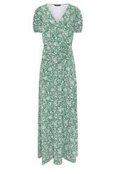 LTS Tall Green Floral Cotton Wrap Maxi Dress