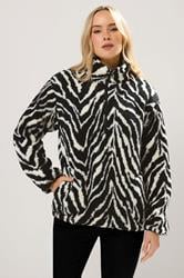 LTS Tall Black Zebra Half Zip Fleece Jacket | Long Tall Sally 1