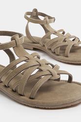 Natural Brown Faux Suede Gladiator Sandals in Extra Wide E Fit | Yours Clothing 5