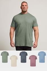 BadRhino Big & Tall Green/Blue/Purple/Cream/Navy Blue 5 Pack Extra Long T-Shirts | BadRhino 1