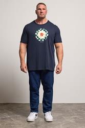 BEN SHERMAN Big & Tall Navy Blue Signature Target Printed T-Shirt | BadRhino 2