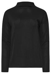 LTS Tall Black Knit Funnel Neck Top | Long Tall Sally 1