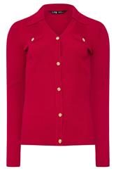 LTS Tall Red Ribbed Button Detail Top | Long Tall Sally 1