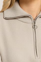 LTS PREMIUM Tall Beige Brown Half Zip Knitted Jumper | Long Tall Sally 4