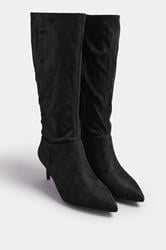 Black Pointed Toe Kitten Heel Boots In Extra Wide EEE Fit | Yours Clothing 2