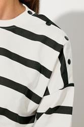 LTS Tall Ivory White Striped Button Sweatshirt | Long Tall Sally 6