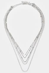 Silver Tone Multi Layer Diamante Necklace | Yours Clothing 2