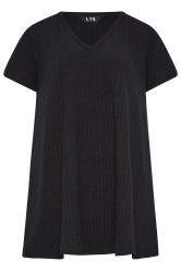 LTS Tall Women's Black Ribbed V-Neck Swing Top | Long Tall Sally 6