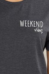 LTS Tall Women's Charcoal Grey 'Weekend Vibes' Slogan Pyjama Set | Long Tall Sally 5