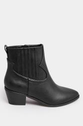 Black Western PU Ankle Boot In Wide E Fit & Extra Wide EEE Fit | Yours Clothing 3