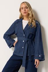 LTS Tall Women's Blue Denim Short Trench Coat | Long Tall Sally 3