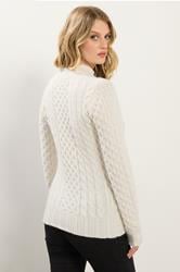 LTS Tall Ivory White Cable Knit Frill Jumper | Long Tall Sally 3