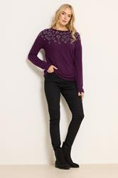 LTS Tall Purple Soft Touch Animal Embellished Jumper | Long Tall Sally 2