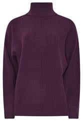 LTS Tall Purple Batwing Roll Neck Jumper | Long Tall Sally 5