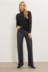 LTS Tall Black Burnout Animal High Neck Top | Long Tall Sally 3