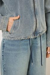 LTS Tall Women's Blue Washed Denim Bomber Jacket | Long Tall Sally 6