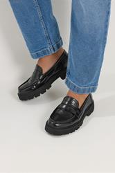 Black Platform Loafers In Wide E Fit | Yours Clothing 3