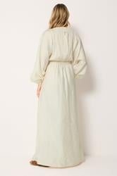 LTS Tall Women's Cream Textured Shirred Detail Maxi Dress | Long Tall Sally 5