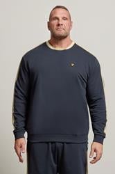 LYLE & SCOTT Big & Tall Navy Blue Contrast Taped Sweatshirt | BadRhino 1
