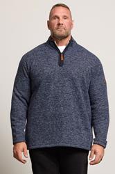 BadRhino Big & Tall Navy Blue Sherpa Lined Quarter Zip Jumper | BadRhino 1