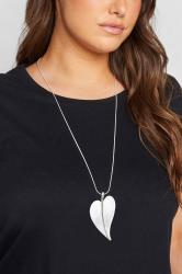 Silver Heart Pendant Long Necklace | Yours Clothing 1