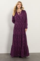 LTS Tall Purple Jacquard Boho Maxi Dress | Long Tall Sally 2