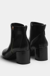 Black Faux Leather Block Heel Ankle Boots In Wide E Fit & Extra Wide EEE Fit | Yours Clothing 4