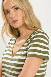 LTS Tall 2 PACK Coral Orange & Khaki Green Stripe T-Shirts | Long Tall Sally 6
