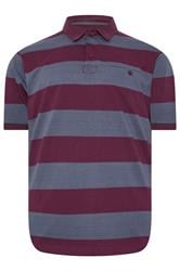 KAM Indigo Blue Striped Short Sleeve Rugby Polo Shirt | BadRhino 1