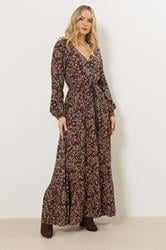 LTS Tall Black Floral Button Maxi Dress | Long Tall Sally 2