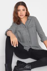 LTS Tall Grey Long Sleeve Utility Shirt | Long Tall Sally 4