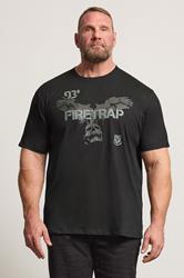 FIRETRAP Big & Tall Black Hawke Print T-Shirt | BadRhino 1