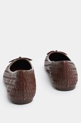 LTS Chocolate Brown Woven Ballerina Pumps In Standard Fit | Long Tall Sally 5