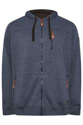 D555 Big & Tall Navy Blue Marl Zip Through Hoodie | BadRhino 1