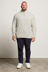 BadRhino Big & Tall Marshmallow Cream Cable Knit Quarter Zip Jumper | BadRhino 2