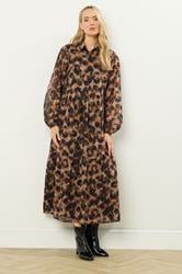 LTS Tall Brown Marble Sheer Tiered Dress | Long Tall Sally 2