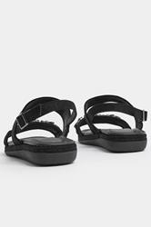 Black Diamante Stone Embellished Sandals In Extra Wide EEE Fit | Yours Clothing 4