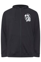 BadRhino Big & Tall Black Japanese 'Samurai' Zip Through Hoodie | BadRhino 1