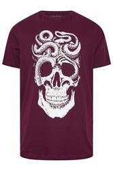 BadRhino Big & Tall Burgundy Red Skull & Snake Graphic T-Shirt