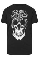 BadRhino Big & Tall Black Skull & Snake Print Graphic T-Shirt 5