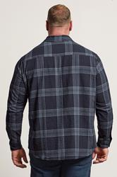 BadRhino Big & Tall Navy Blue Textured Checked Shirt | BadRhino 3