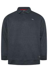 D555 Big & Tall Navy Blue Embroidered Long Sleeve Polo Shirt | BadRhino 1