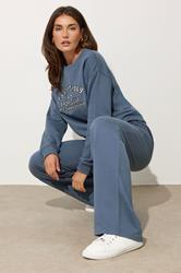 LTS Tall Denim Blue Wide Leg Joggers | Long Tall Sally 1