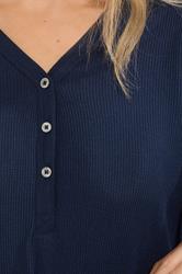 LTS Tall Navy Blue Cotton Waffle Pyjama Top | Long Tall Sally 4