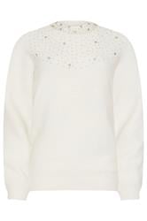 LTS Tall White Embellished Neck Jumper | Long Tall Sally 6