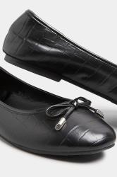 Plus Size Black Croc Print Ballet Pumps In Wide E Fit & Extra Wide EEE Fit | Yours Clothing 5
