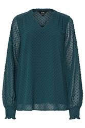 LTS Tall Teal Green Dobby Spot Shirred Blouse | Long Tall Sally 5